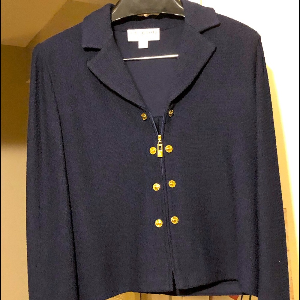 Navy Blue St. John Marie Gray Collection Suit